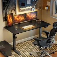 Biurko regulowane Vinsetto 140 x 70 cm Elektryczne, Ergonomiczne biurko stoi-siedzi z haczykami, Ochroną przed kolizją, Czarne(m-2)