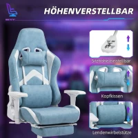 Fotel gamingowy z funkcją leżenia, niebieski, regulowany(m-7)
