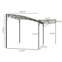 Pergola 3x2,5m, stalowa, wodoodporna, montaż na ścianie(m-3)