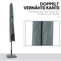 Pokrowiec na parasol Outsunny, osłona na parasol, pokrowiec ochronny, odporny na warunki atmosferyczne, paski mocujące, zamek błyskawiczny, poliester Oxford, szary, 178 x 25/35 cm(m-7)