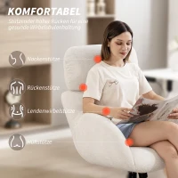 Ergonomiczny krzesło biurowe HOMCOM z aksamitnym wykończeniem, wysokim oparciem, regulowaną wysokością i funkcją bujania, tapicerowane krzesło do sypialni, gabinetu, kremowe(m-6)