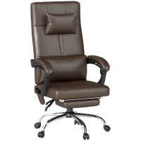 Vinsetto Bureaustoel met Massagefunctie, Ergonomische Directiestoel met Verwarming, Ligfunctie, Lendensteun en Hoofdkussen, In Hoogte Verstelbare Draaistoel met Kiepfunctie, Voetensteun, Koffie(m-1)