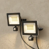 Zestaw 2 sztuk lamp roboczych HOMCOM 50W 5500LM 6000K IP65 Obrotowa, regulowana z 3 trybami światła, przenośna dla garażu, warsztatu, budowy(m-3)