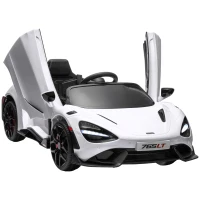 AIYAPLAY McLaren 765LT Licensed Kids Electric Ride on Car with Butterfly Doors, 12V Battery Powered Toy Car with Remote Control, Training Wheels, LED Lights MP3 Music Horn, for 3-6 Years - White(m-1)