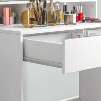 Toaletka HOMCOM z oświetleniem LED, toaletka z lustrem, regulowana jasność, kosmetyczka z 2 szufladami, otwarte półki, do sypialni, biała(m-9)