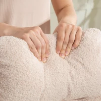 HOMCOM Rocking Chair with Footstool, Sherpa Fleece Armchair with Wooden Legs and Pillow, High Backrest Lounge Chair for Adults, Nursery, Living Room, Bedroom, Beige(m-9)