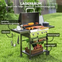 Grill gazowy 12 kW, 4+1 palników, stal nierdzewna, boczny palnik(m-6)