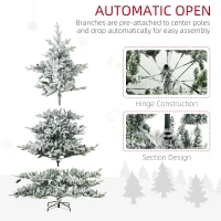 Choinka HOMCOM 180 cm Sztuczna Jodła z Sztucznym Śniegiem, 1471 Gałęzi, Stojak, na Święta, Wnętrza, Zielony(m-6)