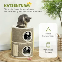 PawHut 56cm Cat Condo Barrel Tower, Small Cat Tree for Indoor Cats with Plush Platform, Toy Ball, Coffee(m-4)