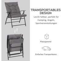 Fotel campingowy składany, metalowa rama, szary, na plażę(m-5)