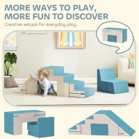 AIYAPLAY Baby Soft Play Set, 2-Piece Foam Climbing Blocks with Detachable Cover, Climb and Crawl Foam Blocks Interactive Toy for Toddlers 0.5-3 Years, Blue(m-4)