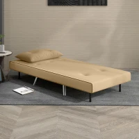 HOMCOM Fotel rozkładany do spania, Fotel z funkcją łóżka, Pojedyncza sofa z poduszką, Gościnne łóżko, Sofa tapicerowana z wyglądem aksamitu, Do salonu, Sypialni, Brązowy, 77 x 88 x 83 cm(m-7)