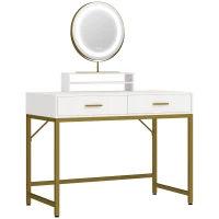 Toaletka z oświetleniem LED, lustro regulowane, biały(m-1)