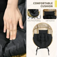 Fotel rattanowy z grubą poduszką, na taras, kolor piaskowy(m-6)