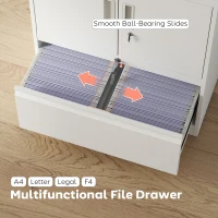 HOMCOM Szafka na dokumenty Biurowa Zamykana Wielofunkcyjna Szafka z Szufladą, 2 Drzwiami, Regulowanymi Półkami, Biała(m-5)