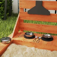 Drewniany piaskownica w kształcie statku z pokrywą i zestawem kuchennym(m-9)