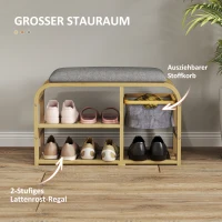 Ławka na buty z 2 półkami, kosz wysuwany, regały na buty(m-5)