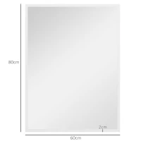 HOMCOM Specchio da Parete Rettangolare con Ganci, in Vetro e MDF, 60x80 cm, Bianco(m-3)