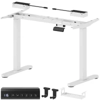 HOMCOM Electric Standing Desk Frame, Height Adjustable Sit Stand Desk Frame with Dual Motors, Memory Smart Panel and Collision Protection, Easy Assembly, White(m-11)