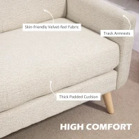 Sofa 2-osobowe, welurowe, z grubymi poduszkami, Beżowe(m-5)