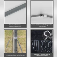 Outsunny partytent paviljoen vouwtent met zijwanden incl. draagtas, metaal + Oxford, wit, 3 x 3 x 2,55 m(m-6)