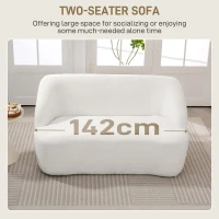 HOMCOM Modern 2 Seater Sofa, 142cm Loveseat with Curved Design, Upholstered Sherpa Fleece Small Sofa for Living Room, Bedroom, Home Office, No Assembly Required, Cream White(m-5)