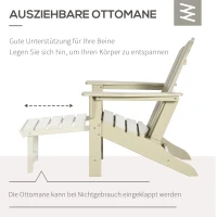 Krzesło ogrodowe Outsunny Adirondack ze stolikiem bocznym, leżak ogrodowy z podnóżkiem, krzesło patio z podłokietnikiem, krzesło balkonowe, HDPE, piasek(m-6)