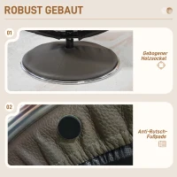 HOMCOM Fotel Relaksacyjny z Podnóżkiem, Fotel Telewizyjny z Funkcją Leżenia, Bujania, Wysokie Oparcie, do Sypialni, Salonu, Skóra Ekologiczna, Szary(m-7)