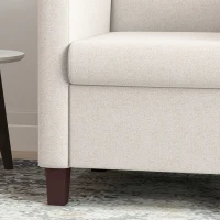 HOMCOM Fotel z podłokietnikami, Tapicerowany Fotel z Wyglądem Lnu, Fotel Relaksacyjny do Salonu, Sypialni, Kremowy(m-9)