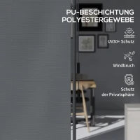 Outsunny Markiza pionowa z osłoną przeciwsłoneczną, roleta balkonowa 120 x 220-310cm, osłona balkonu z korbowym mechanizmem, odporna na warunki atmosferyczne, osłona ogrodowa, poliester, ciemnoszary(m-6)