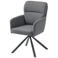 HOMCOM 360° Swivel Dining Chair, Modern Armchair, Accent Chair with Armrests and Steel Legs for Dining Room, Kitchen, Living Room, Bedroom, Grey(m-10)