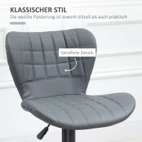 HOMCOM Zestaw 2 Barowych Hokerów, Regulowanych, z Opórciem, Skóra Ekologiczna, Szare, 47 x 50 x 89-109 cm(m-6)