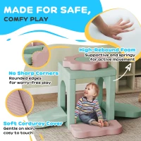 AIYAPLAY Piankowe Klocki dla Dzieci 12 Sztuk do Wspinaczki, Miękkie Klocki z Basenem z Piłeczkami, Zestaw Dużych Klocków, Różowo-Zielone(m-5)