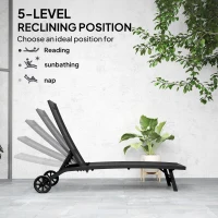 Leżak ogrodowy z kółkami, regulowane oparcie, aluminiowy(m-5)