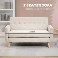 Sofa 2-osobowe, welurowe, z grubymi poduszkami, Beżowe(m-4)