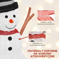 Outsunny 78 LED Dekoracja Świąteczna, Świąteczny Bałwan, Świąteczne Oświetlenie w Ciepłym Białym, Stalowa Rama, Do Wnętrz i Na Zewnątrz, Wielokolorowy(m-6)