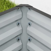 Outsunny Set of Two 110 x 50cm Steel Planter Boxes -  Light Grey(m-9)