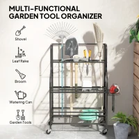 Organizer do narzędzi ogrodowych, 3-poziomowy, z hakami(m-6)