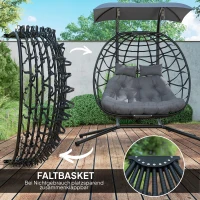 Fotel wiszący z daszkiem, składany, z poduszką, stalowy(m-8)