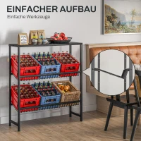 HOMCOM Drink Crate Rack for 6 Boxes, Black Steel, Freestanding Bottle Crate Stand, Drink Shelf, Height Adjustable, 103L x 33W x 113.5Hcm(m-9)