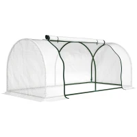 Outsunny Serre de jardin mini serre serre à tomates 2 x 1 x 0,8 m porte zippée bâche PE acier blanc(m-12)