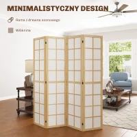 Parawan 4-częściowy 160 x 170 cm, naturalny, do salonu(m-4)