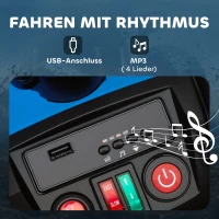 AIYAPLAY 24V Elektryczny Quad dla Dzieci, Quad dla Dzieci z Funkcją Jazdy do Przodu i Tyłu, 4 Amortyzowane Koła, Światła, Port USB i MP3, 2-osobowy Pojazd 4-6,5 km/h, 3-8 Lat, Niebieski(m-8)