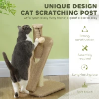 PawHut Cat Scratching Post, 54 cm Cat Scratcher Post Pad with Toy Ball, for Indoor Kittens, Light Brown(m-4)