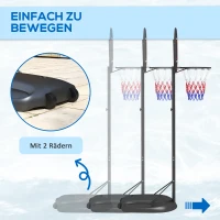 SPORTNOW Mobilny Stojak do Koszykówki, 221-282 cm Regulowany Koro z Czarną Niezniszczalną Ścianą Tylną i Kołami, Zestaw do Koszykówki dla Dorosłych, Stal, Czarny(m-4)