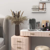 HOMCOM Minilodówka na Kosmetyki, Napoje i Przekąski, Przenośna z Oświetlonym Lusterkiem, Cicha Praca, 6L, Biała(m-7)