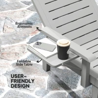 Leżak ogrodowy z bocznym stolikiem, szary, drewnopodobny(m-5)