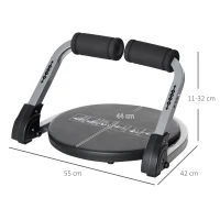 HOMCOM Trener brzucha, składany multitrener, urządzenie treningowe z poduszką, wysokość regulowana trening brzucha do domu, maks. 120 kg, stal, czarny, 55 x 42 x 11-32cm(m-3)