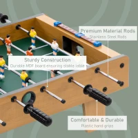 HOMCOM Mini stół do piłkarzyków, w zestawie 2 piłki, przenośny stół z uchwytami, piłkarzyki dla dzieci i dorosłych, wygląd drewna, 69 x 36,5 x 22 cm, naturalny(m-5)