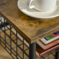 HOMCOM Wózek kuchenny serwisowy z blatem roboczym i 2 koszami na przechowywanie wózek pomocniczy z kółkami 360° Płyta pilśniowa Rustikal-Braun 40 x 30 x 62 cm(m-9)